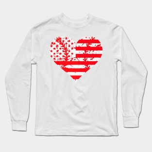 4th Of July Baseball American Flag Hearts Women Men Premium Long Sleeve T-Shirt